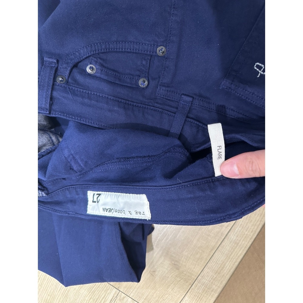 Rag & Bone Flare Jeans Low Rise Navy Blue Stretch Denim Size 27 W1825Q337 - Picture 6 of 10